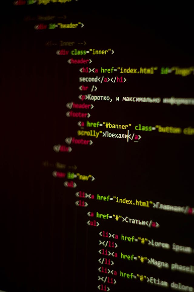 screenshot of some HTML code